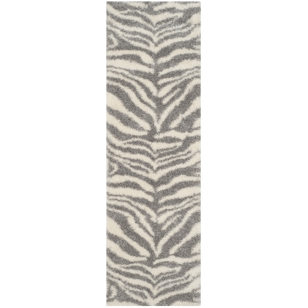 SAFAVIEH Portofino Shag Collection PTS215A Ivory/Grey Rug Image 2