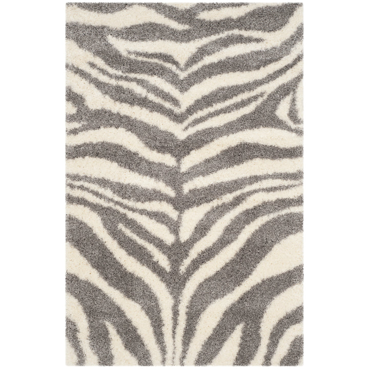 SAFAVIEH Portofino Shag Collection PTS215A Ivory/Grey Rug Image 3