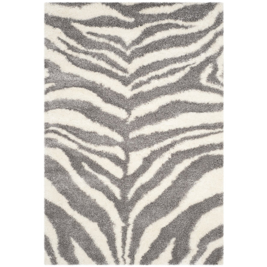 SAFAVIEH Portofino Shag Collection PTS215A Ivory/Grey Rug Image 4