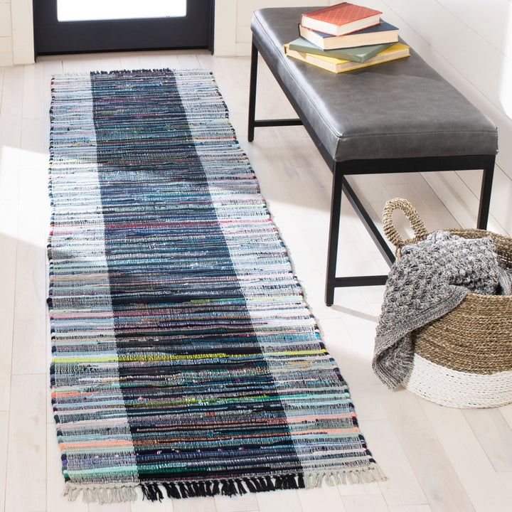 SAFAVIEH Rag Rug RAR122F Handwoven Grey / Black Rug Image 3