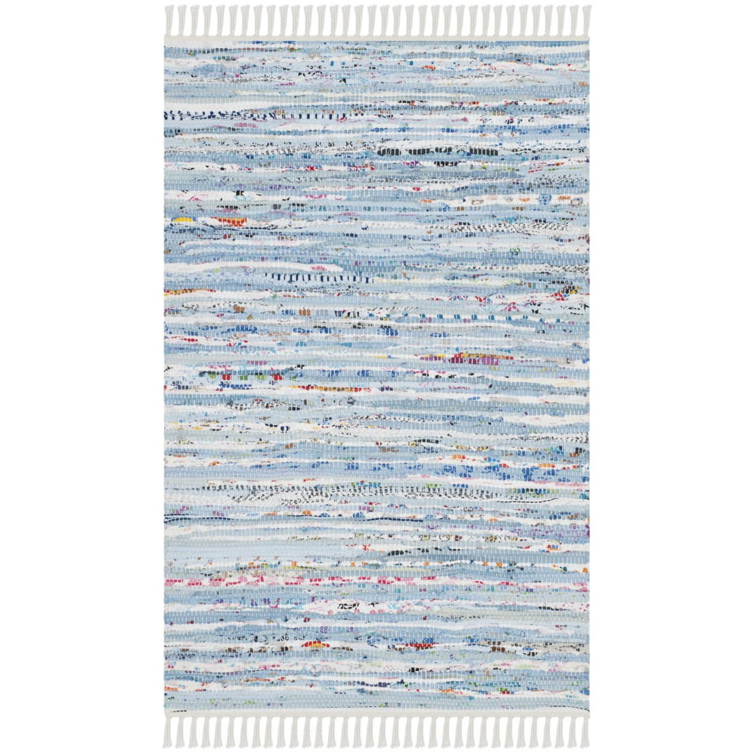 SAFAVIEH Rag Rug RAR125A Handwoven Light Blue /Multi Rug Image 1