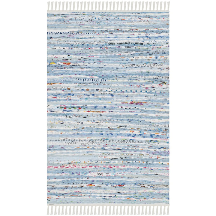 SAFAVIEH Rag Rug RAR125A Handwoven Light Blue /Multi Rug Image 1