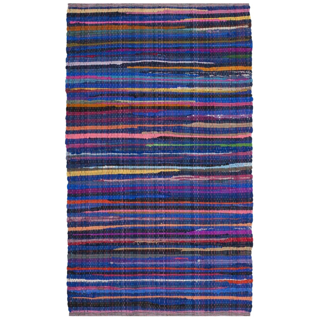 SAFAVIEH Rag Rug RAR240B Handwoven Blue / Multi Rug Image 1