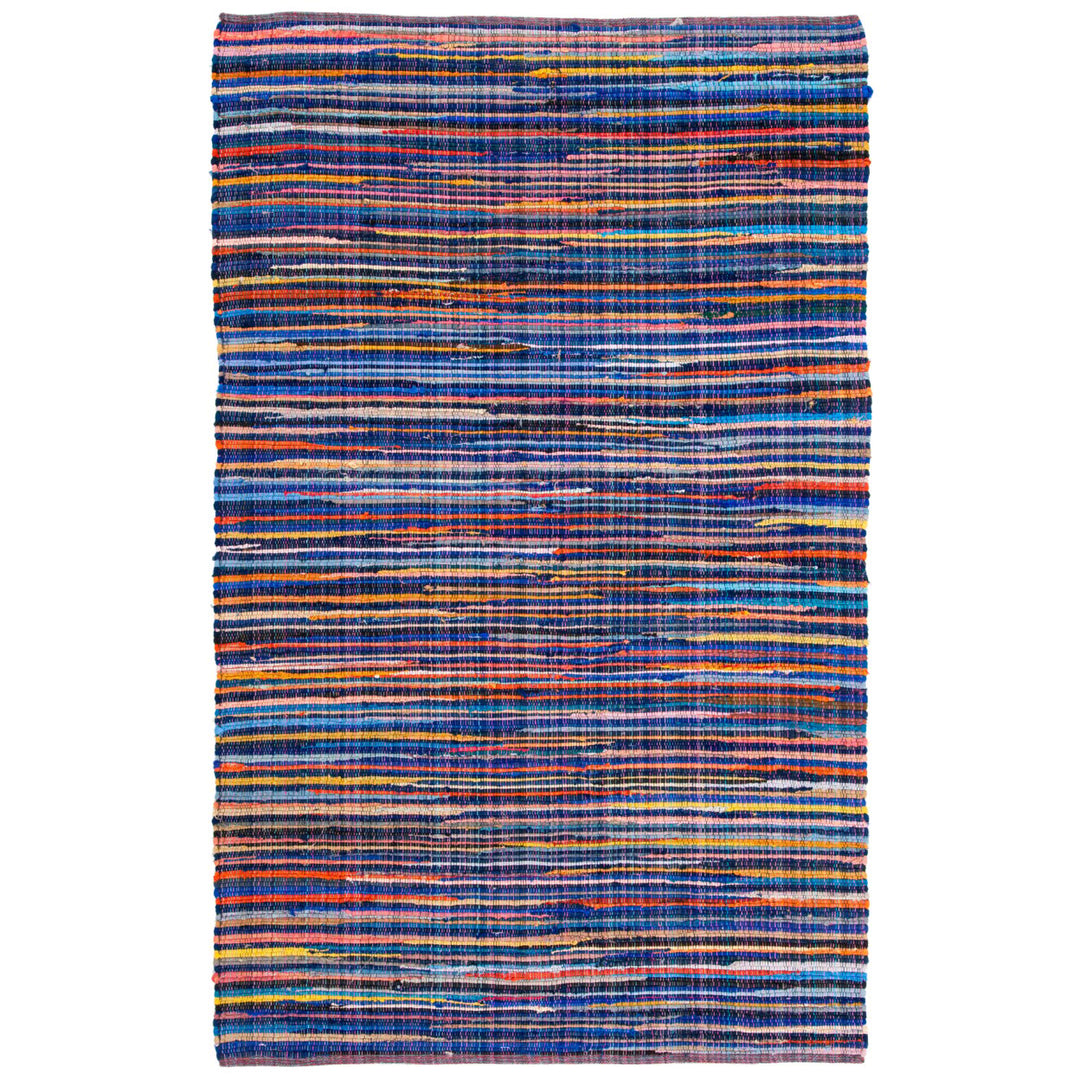 SAFAVIEH Rag Rug RAR240B Handwoven Blue / Multi Rug Image 1