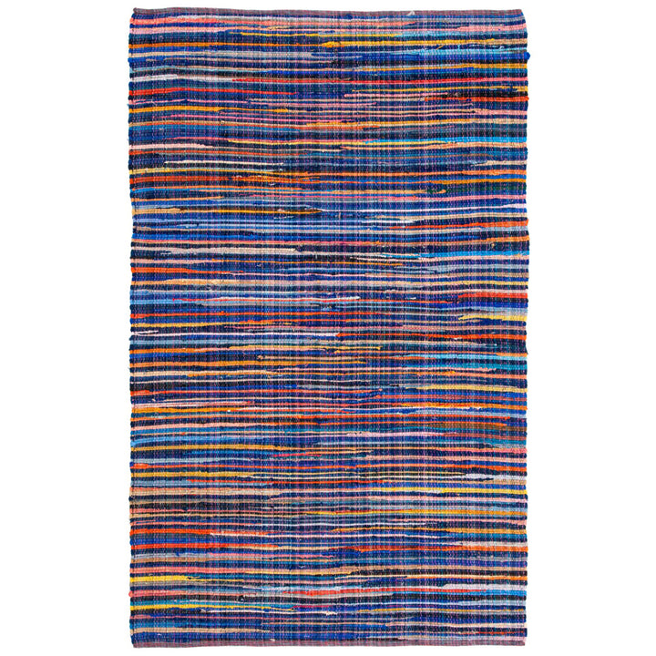 SAFAVIEH Rag Rug RAR240B Handwoven Blue / Multi Rug Image 1