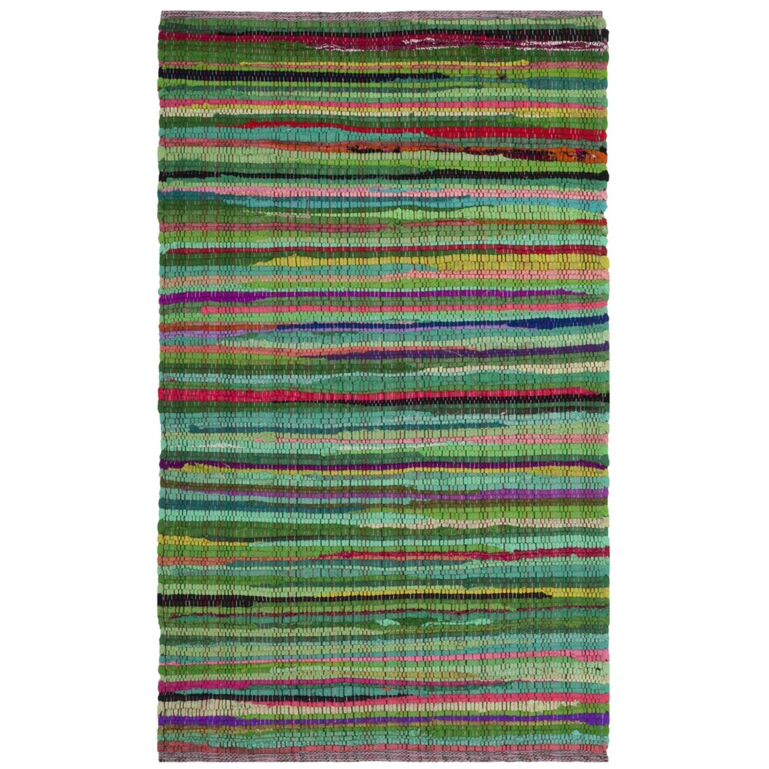 SAFAVIEH Rag Rug RAR240E Handwoven Green / Multi Rug Image 1