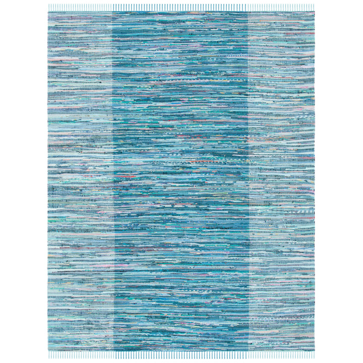 SAFAVIEH Rag Rug RAR122M Handwoven Light Blue / Grey Rug Image 1