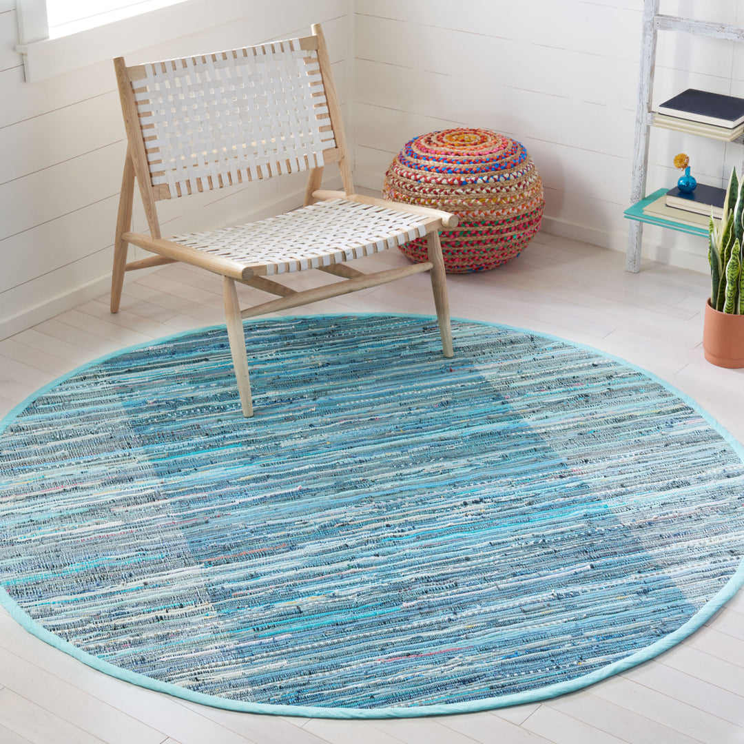 SAFAVIEH Rag Rug RAR122M Handwoven Light Blue / Grey Rug Image 2