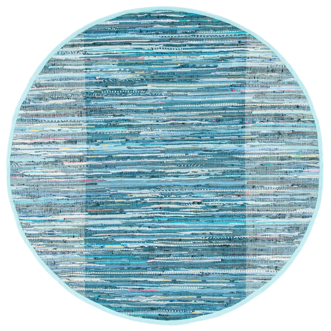 SAFAVIEH Rag Rug RAR122M Handwoven Light Blue / Grey Rug Image 4