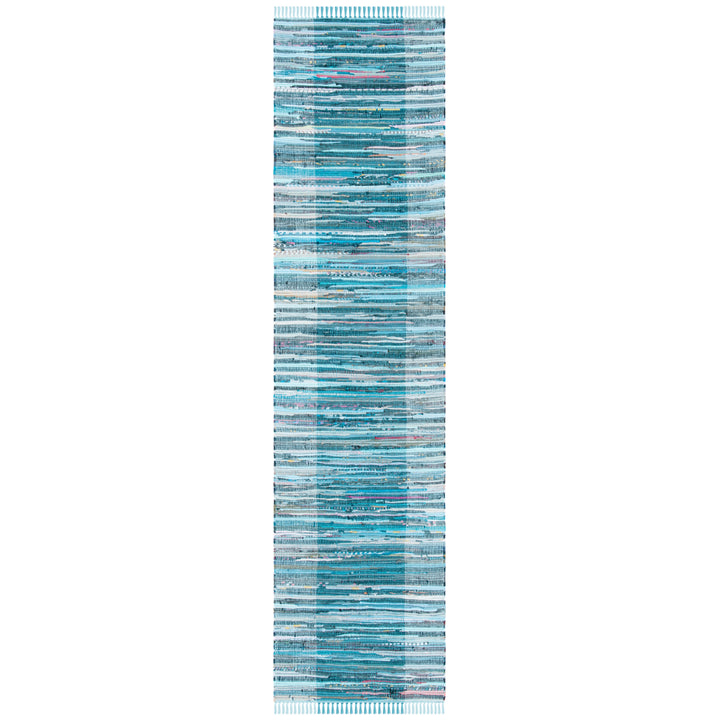 SAFAVIEH Rag Rug RAR122M Handwoven Light Blue / Grey Rug Image 5