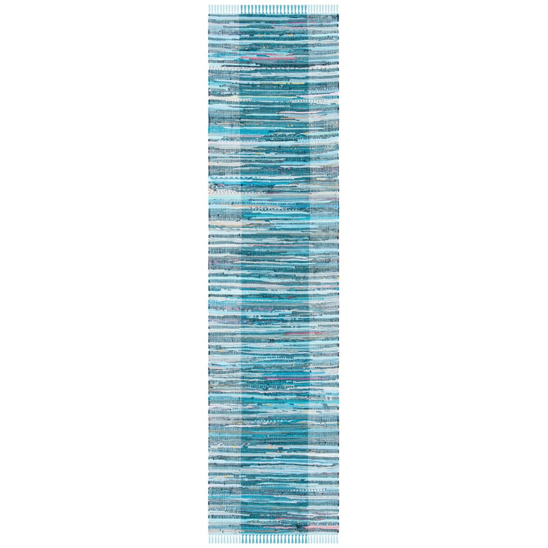 SAFAVIEH Rag Rug RAR122M Handwoven Light Blue / Grey Rug Image 1