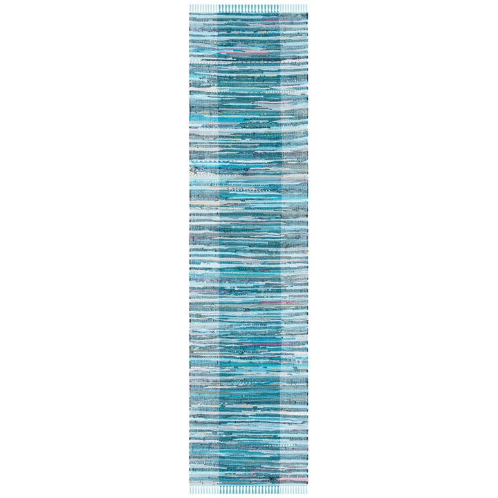 SAFAVIEH Rag Rug RAR122M Handwoven Light Blue / Grey Rug Image 1