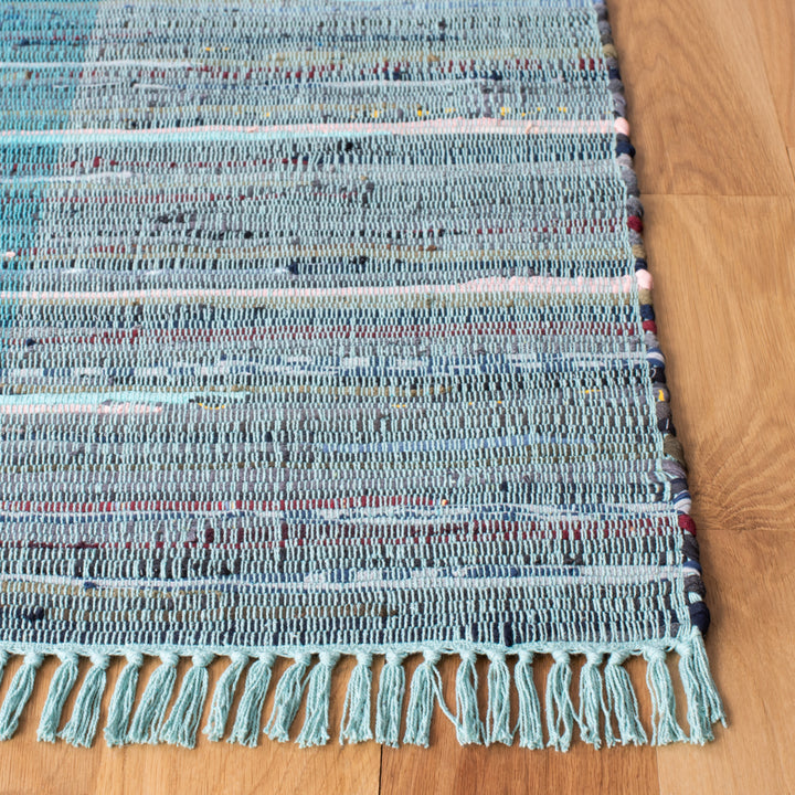 SAFAVIEH Rag Rug RAR122M Handwoven Light Blue / Grey Rug Image 6