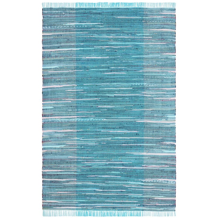 SAFAVIEH Rag Rug RAR122M Handwoven Light Blue / Grey Rug Image 9