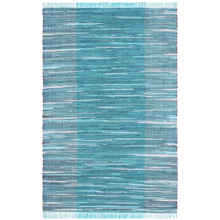 SAFAVIEH Rag Rug RAR122M Handwoven Light Blue / Grey Rug Image 1