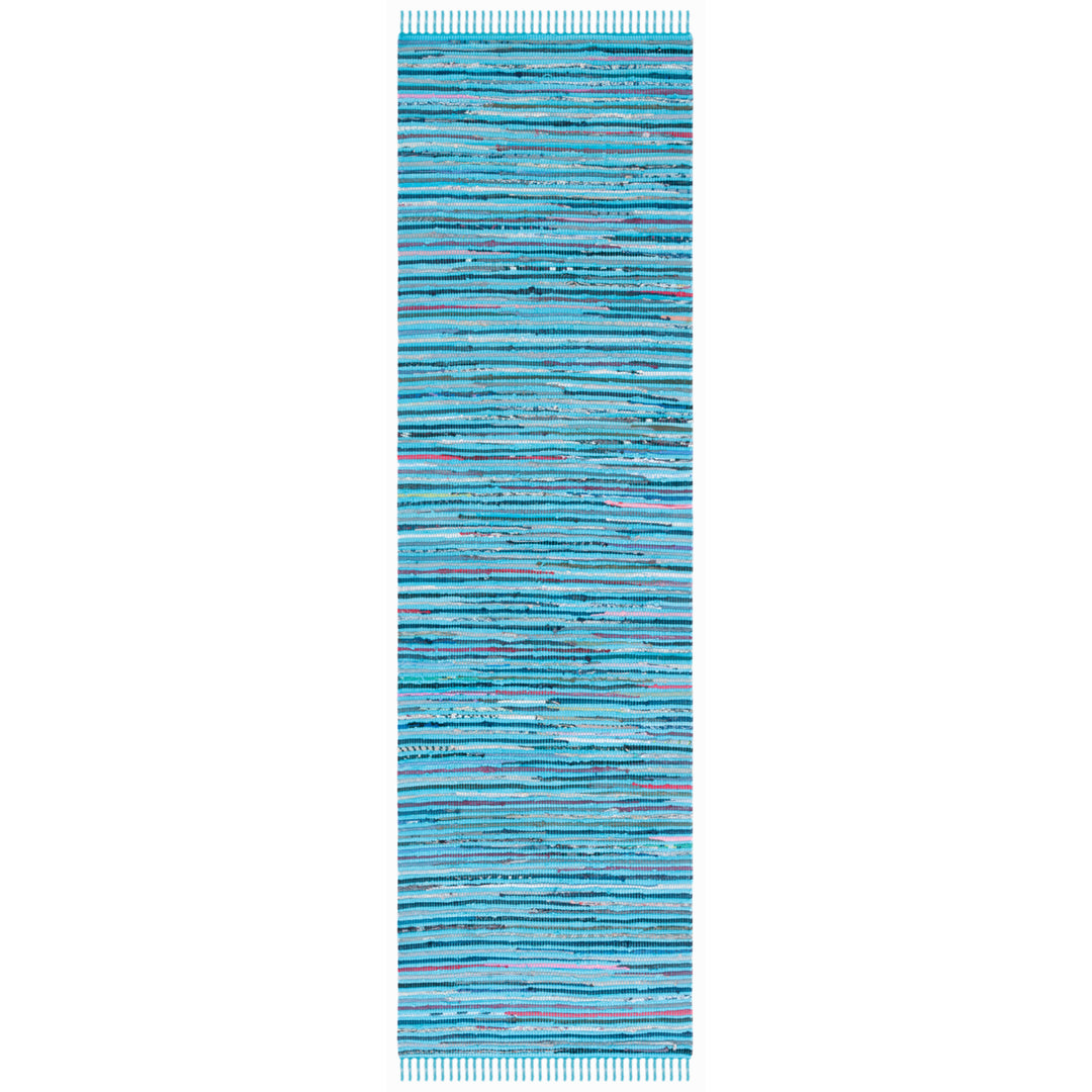 SAFAVIEH Rag Rug RAR125C Handwoven Turquoise / Multi Rug Image 3