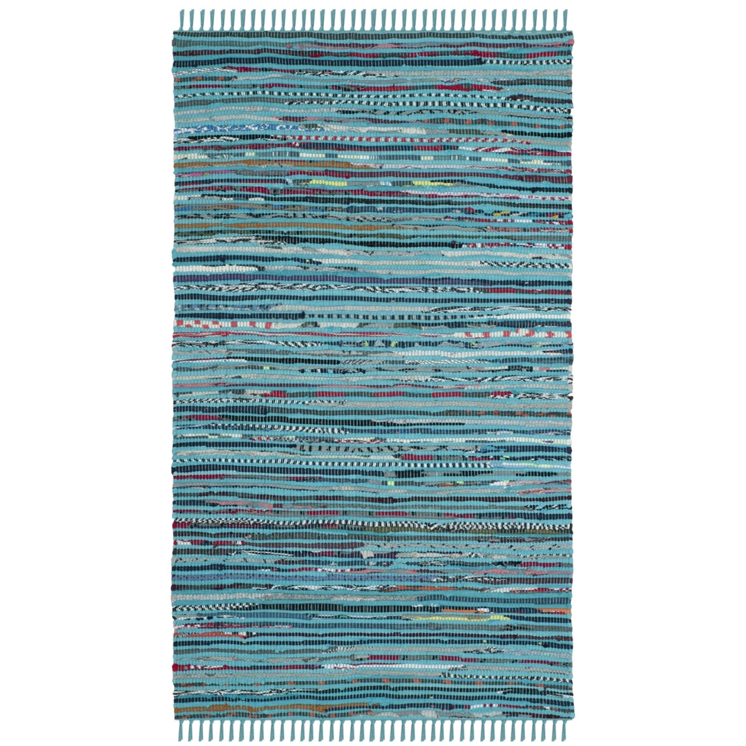 SAFAVIEH Rag Rug RAR125C Handwoven Turquoise / Multi Rug Image 4