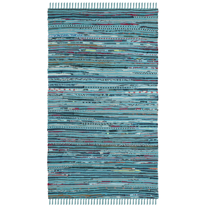 SAFAVIEH Rag Rug RAR125C Handwoven Turquoise / Multi Rug Image 4