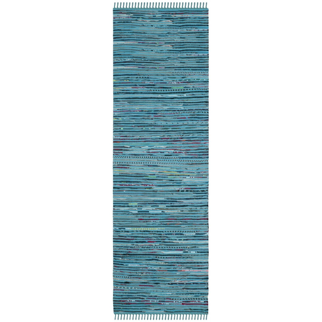 SAFAVIEH Rag Rug RAR125C Handwoven Turquoise / Multi Rug Image 1