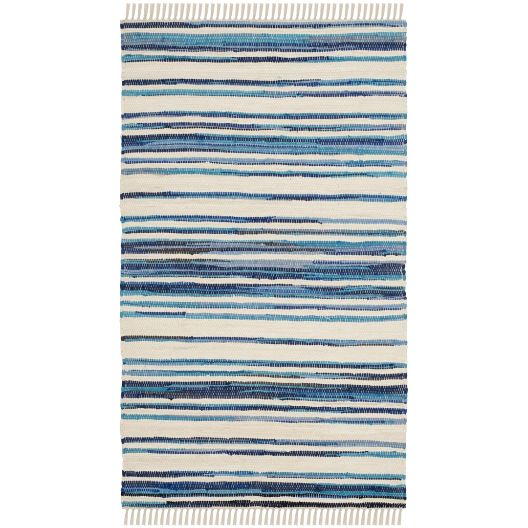 SAFAVIEH Rag Rug RAR126B Handwoven Ivory / Blue Rug Image 3