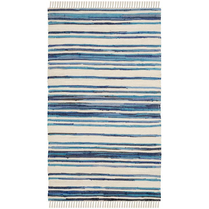 SAFAVIEH Rag Rug RAR126B Handwoven Ivory / Blue Rug Image 3