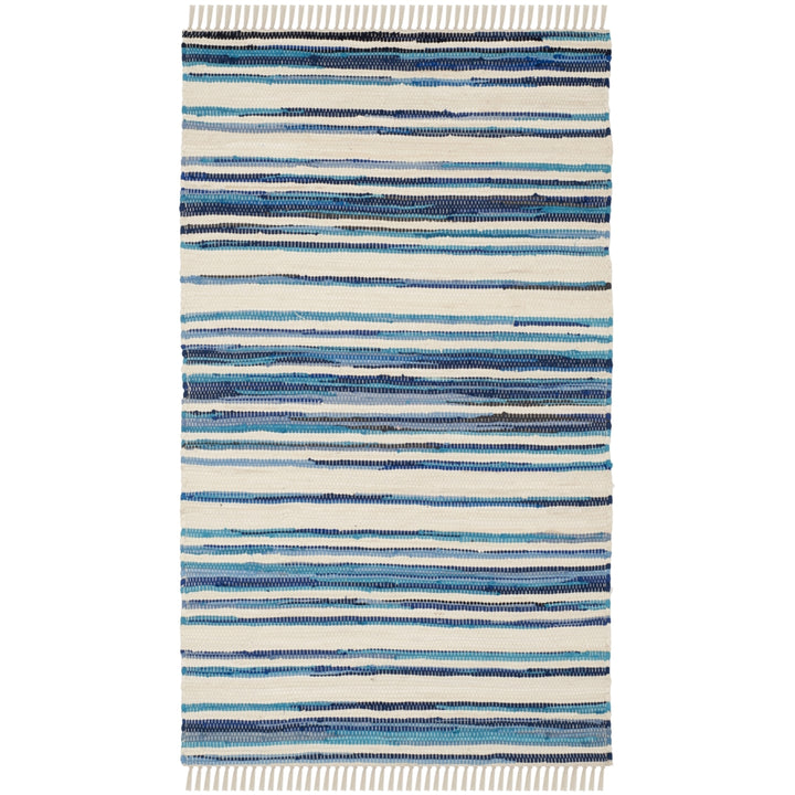 SAFAVIEH Rag Rug RAR126B Handwoven Ivory / Blue Rug Image 5