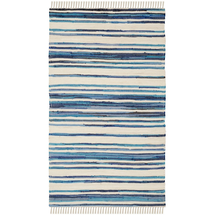 SAFAVIEH Rag Rug RAR126B Handwoven Ivory / Blue Rug Image 1