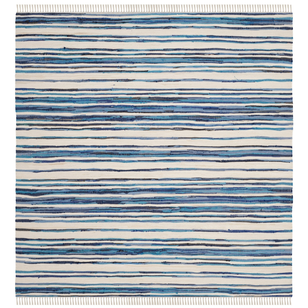 SAFAVIEH Rag Rug RAR126B Handwoven Ivory / Blue Rug Image 8