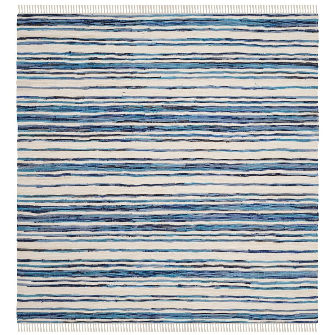 SAFAVIEH Rag Rug RAR126B Handwoven Ivory / Blue Rug Image 1