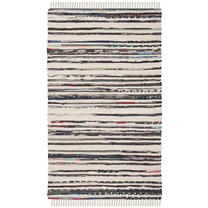 SAFAVIEH Rag Rug RAR126Q Handwoven Ivory / Charcoal Rug Image 3