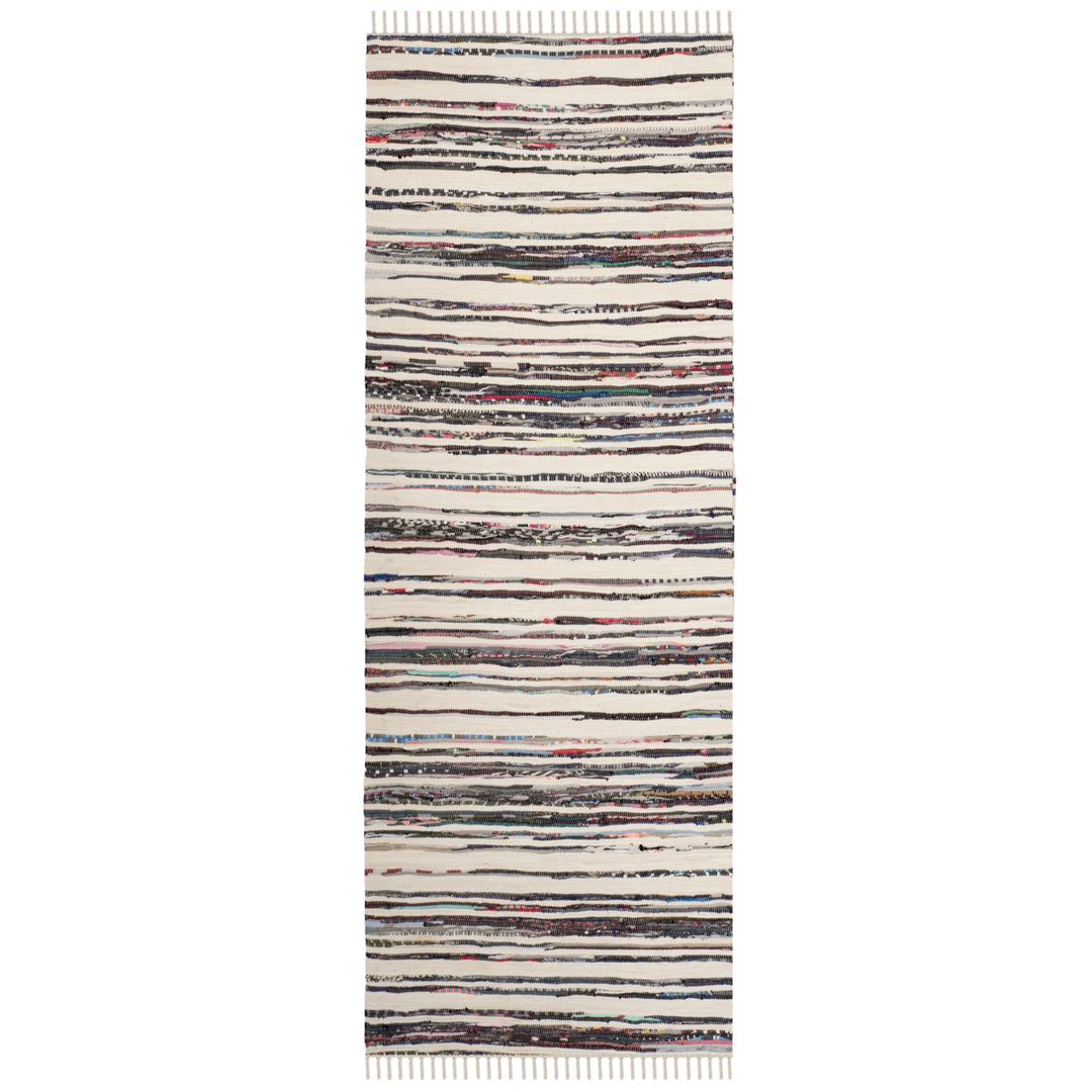 SAFAVIEH Rag Rug RAR126Q Handwoven Ivory / Charcoal Rug Image 4