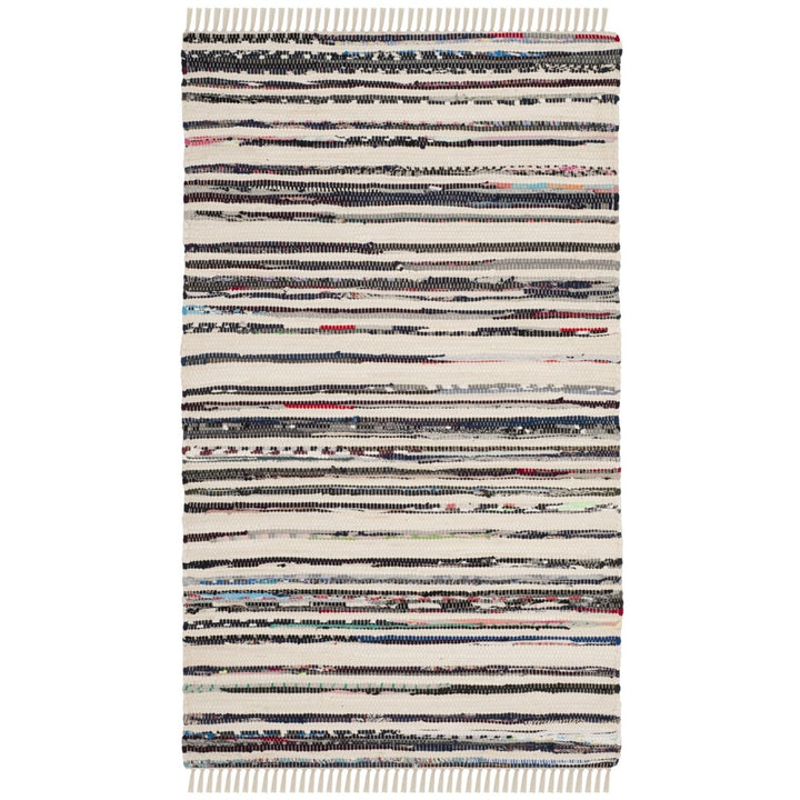 SAFAVIEH Rag Rug RAR126Q Handwoven Ivory / Charcoal Rug Image 5