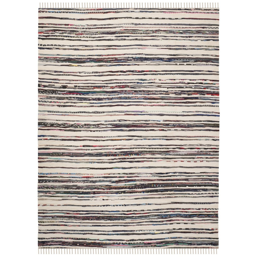 SAFAVIEH Rag Rug RAR126Q Handwoven Ivory / Charcoal Rug Image 6