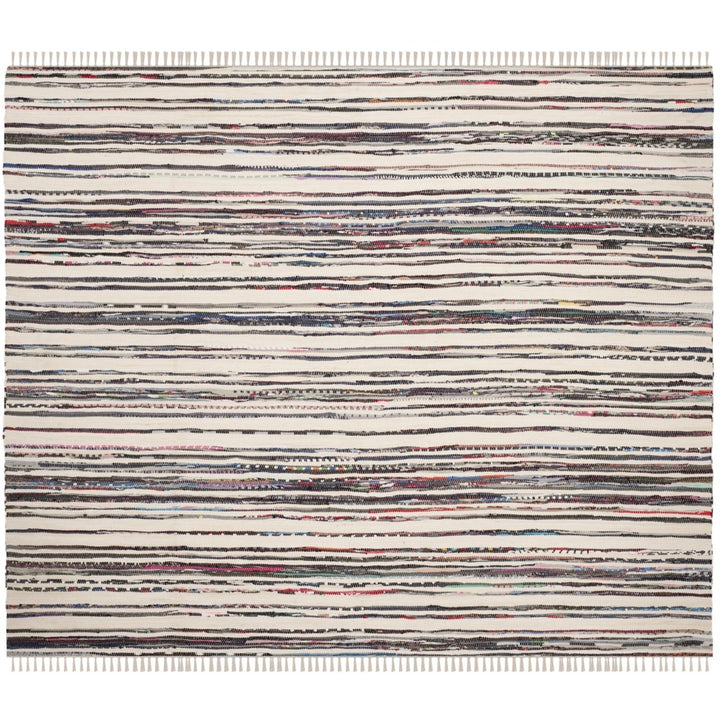 SAFAVIEH Rag Rug RAR126Q Handwoven Ivory / Charcoal Rug Image 1