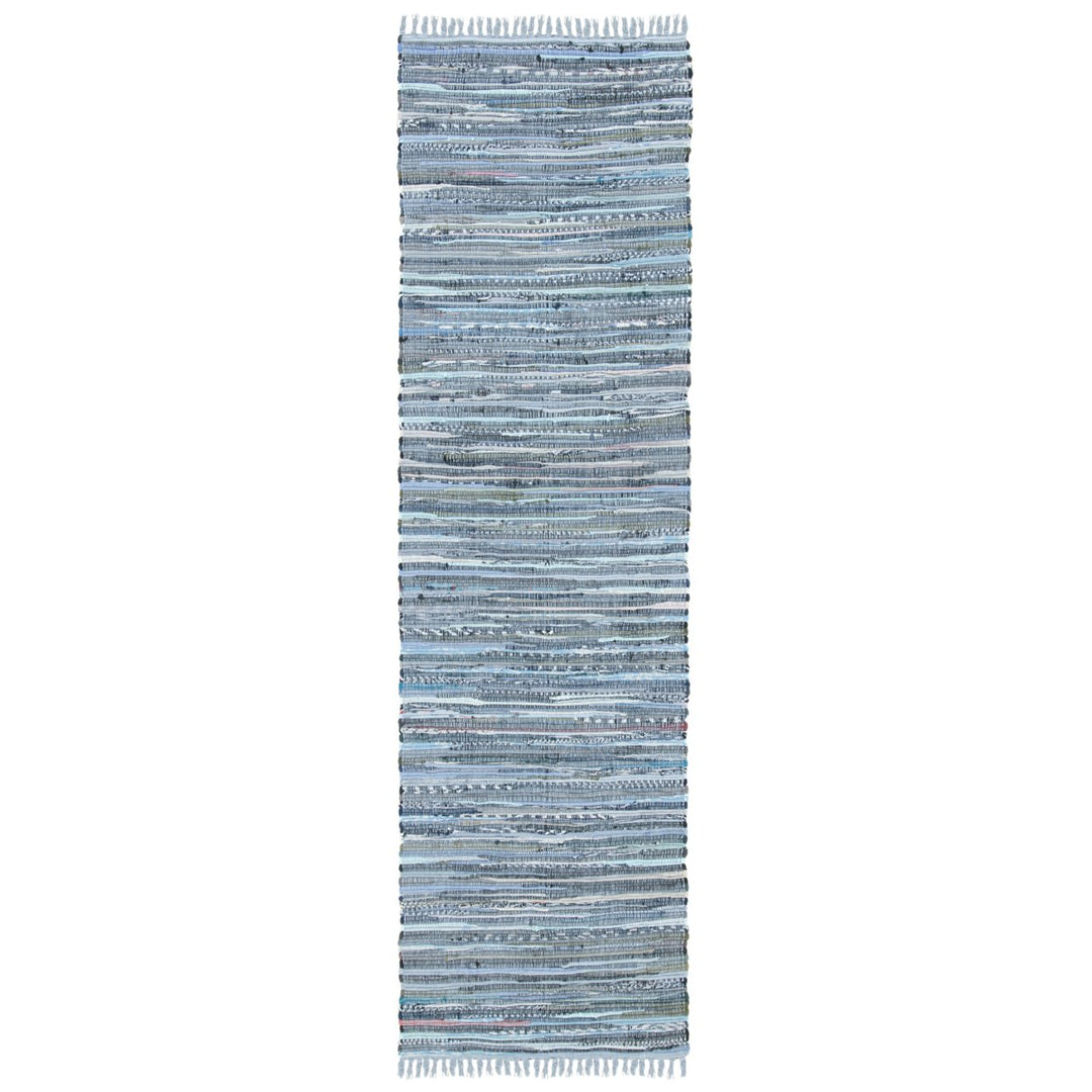 SAFAVIEH Rag Rug RAR127B Handwoven Blue / Multi Rug Image 3