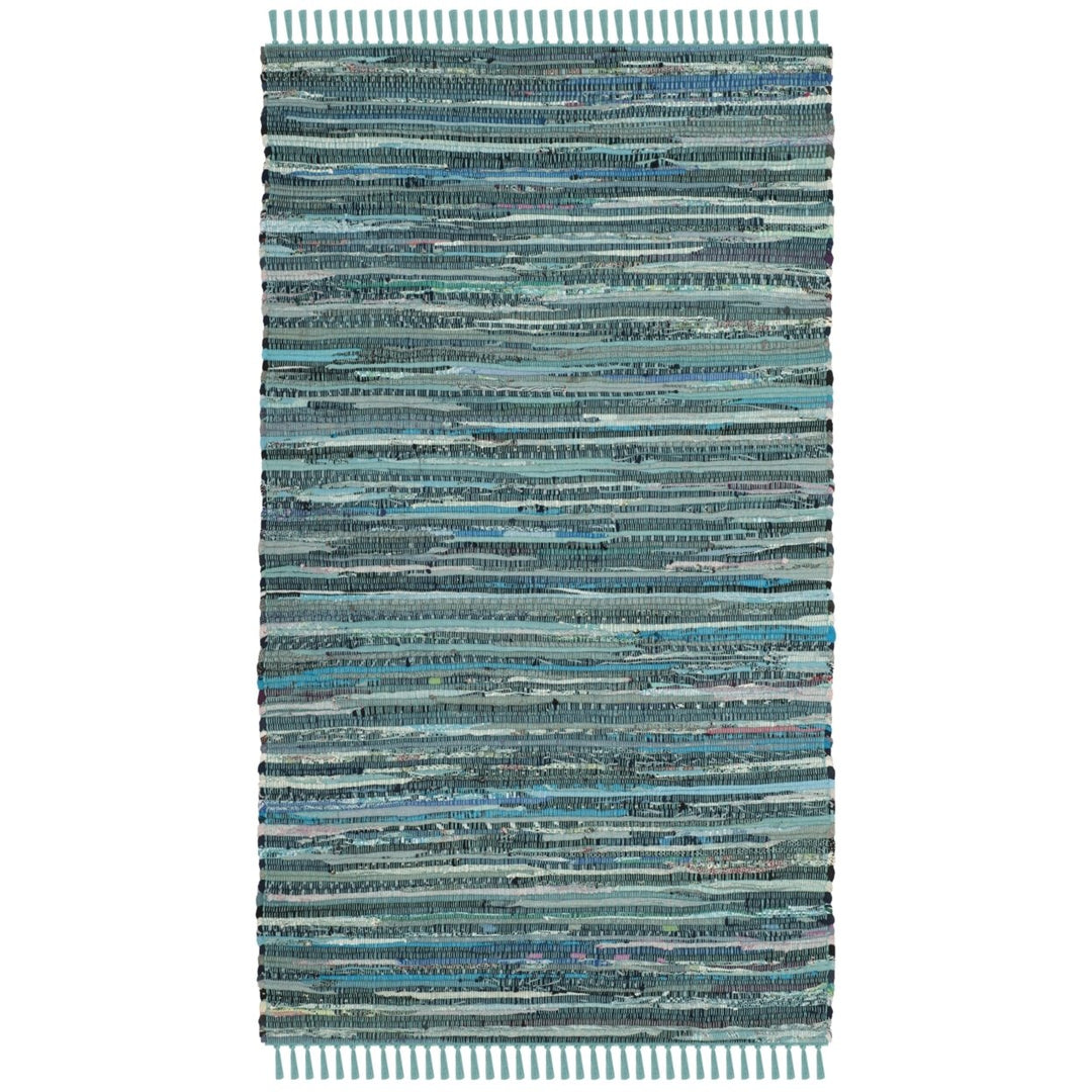 SAFAVIEH Rag Rug RAR127C Handwoven Turquoise / Multi Rug Image 2