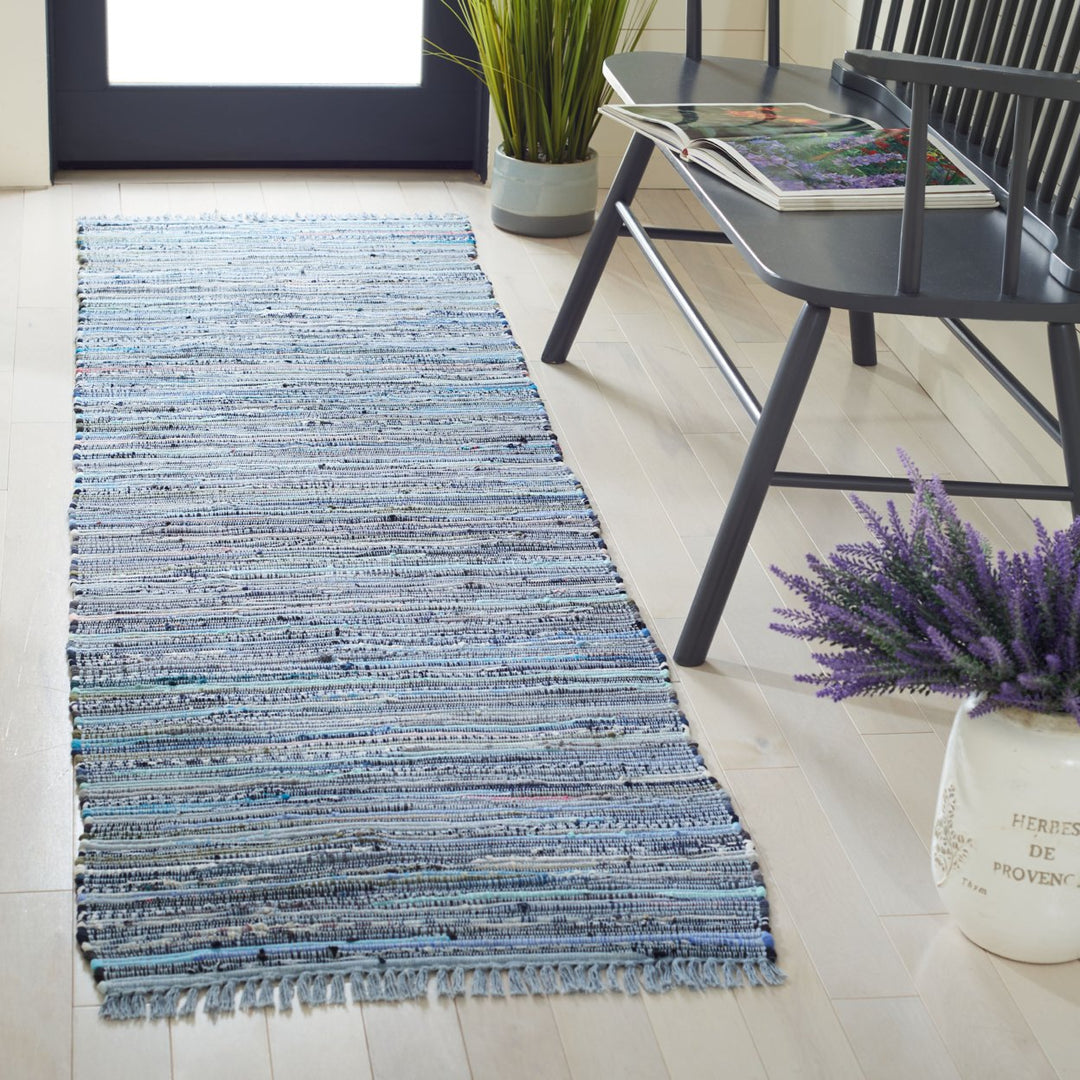 SAFAVIEH Rag Rug RAR127B Handwoven Blue / Multi Rug Image 9