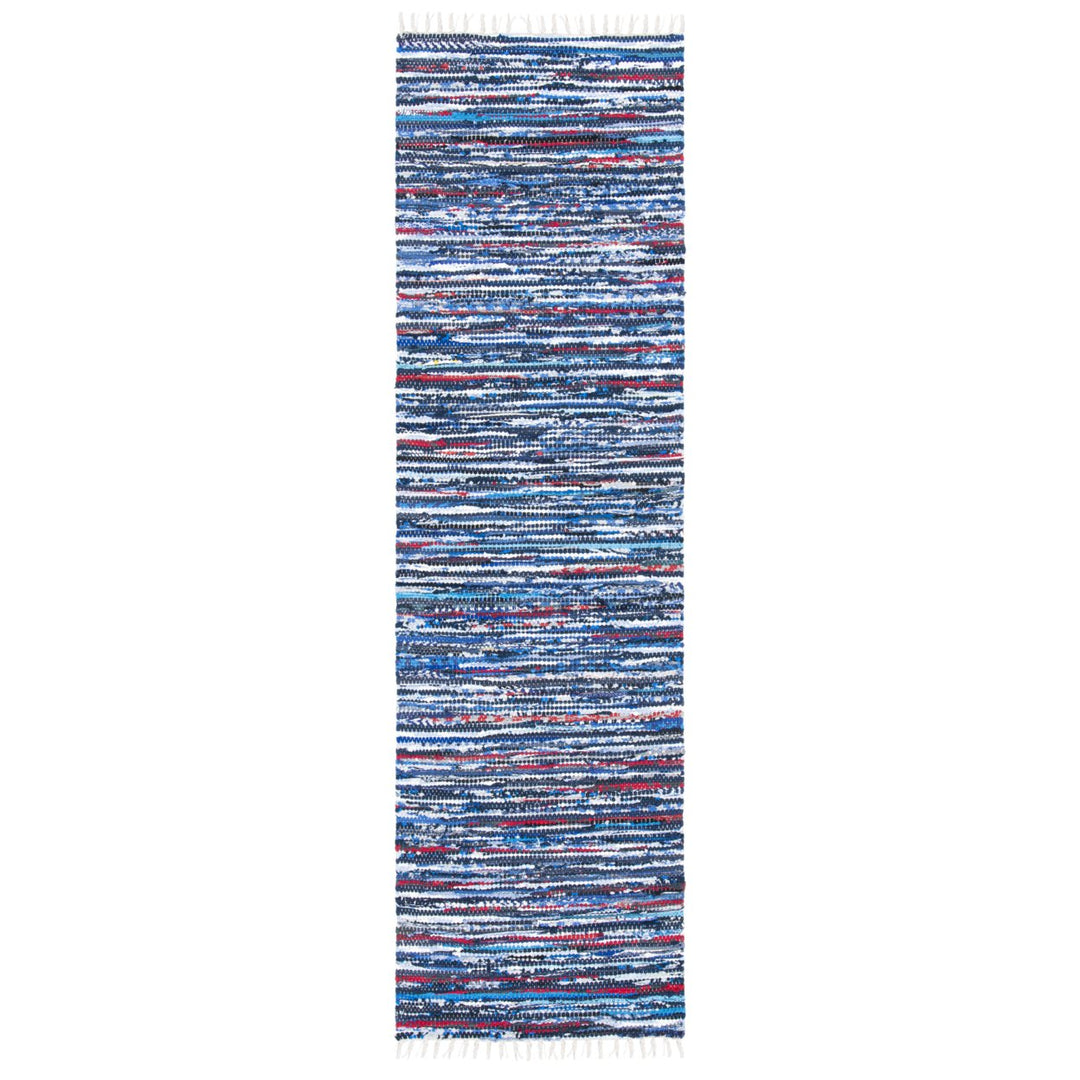 SAFAVIEH Rag Rug RAR128B Handwoven Blue / Multi Rug Image 1