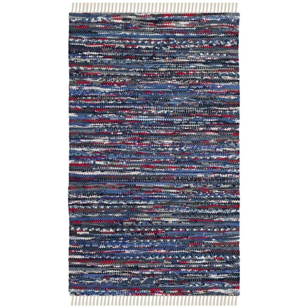 SAFAVIEH Rag Rug RAR128B Handwoven Blue / Multi Rug Image 1