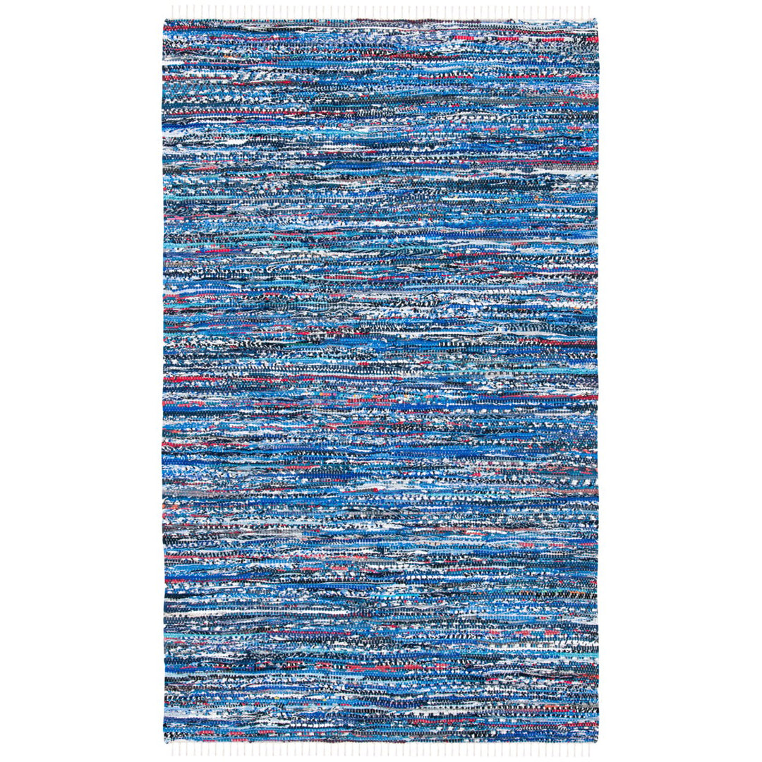 SAFAVIEH Rag Rug RAR128B Handwoven Blue / Multi Rug Image 1