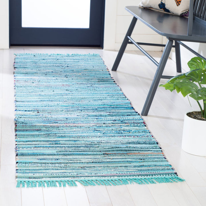 SAFAVIEH Rag Rug RAR127C Handwoven Turquoise / Multi Rug Image 10