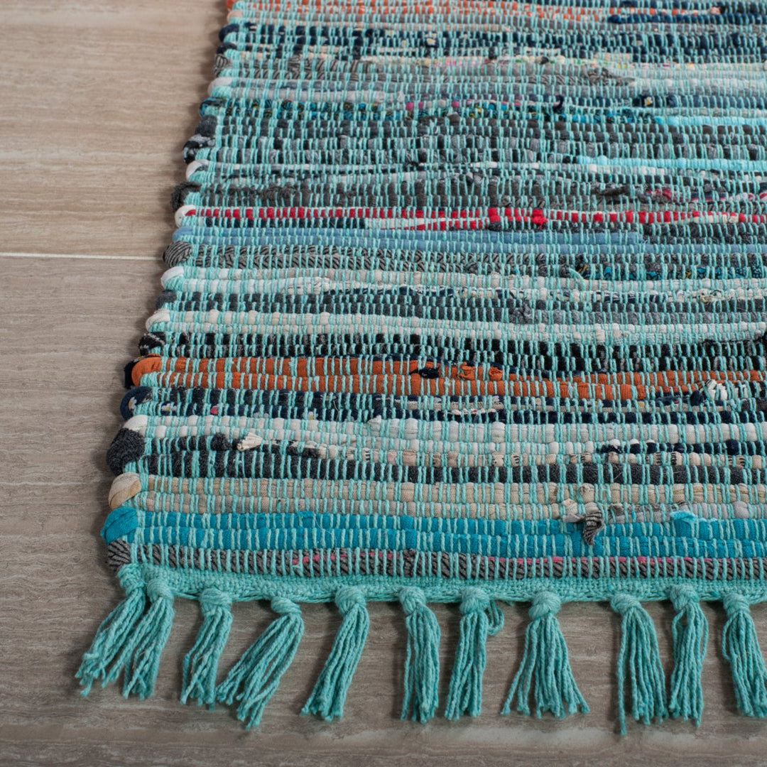 SAFAVIEH Rag Rug RAR127C Handwoven Turquoise / Multi Rug Image 11