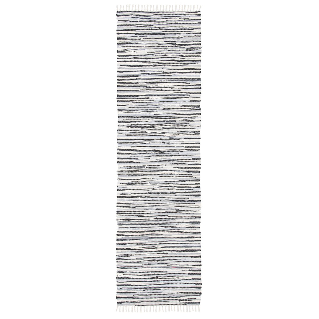 SAFAVIEH Rag Rug RAR129Q Handwoven Black / Multi Rug Image 1