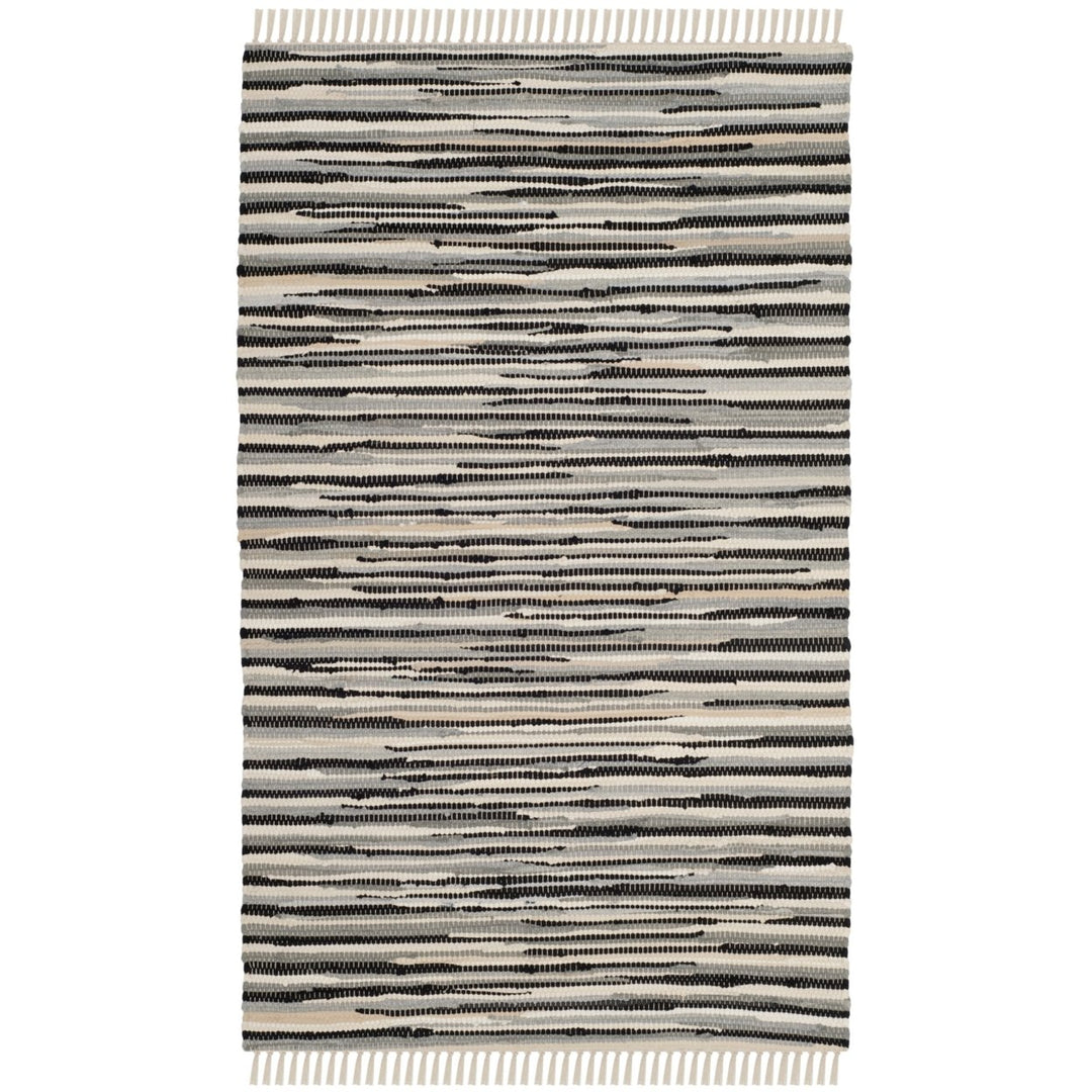 SAFAVIEH Rag Rug RAR129Q Handwoven Black / Multi Rug Image 1