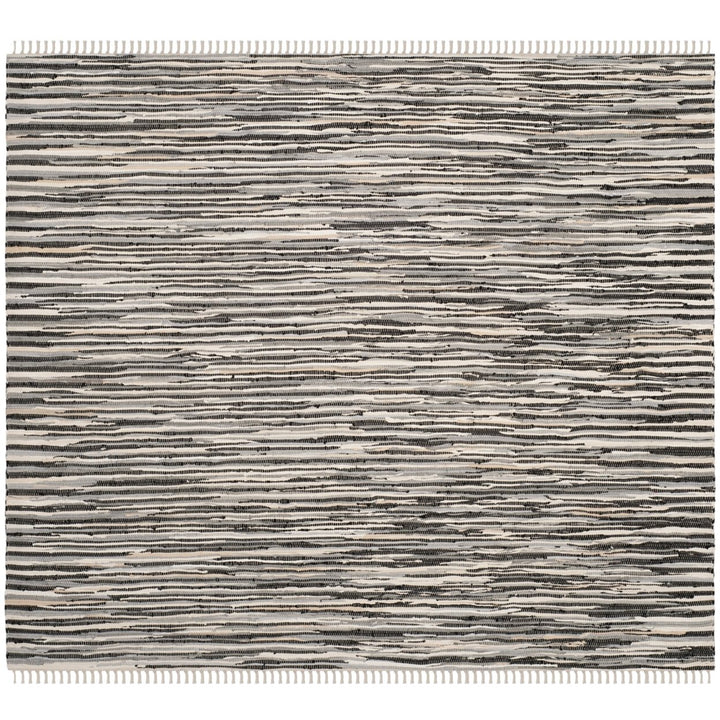 SAFAVIEH Rag Rug RAR129Q Handwoven Black / Multi Rug Image 1