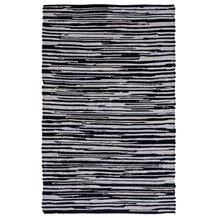 SAFAVIEH Rag Rug RAR130Q Handwoven Black / Multi Rug Image 5