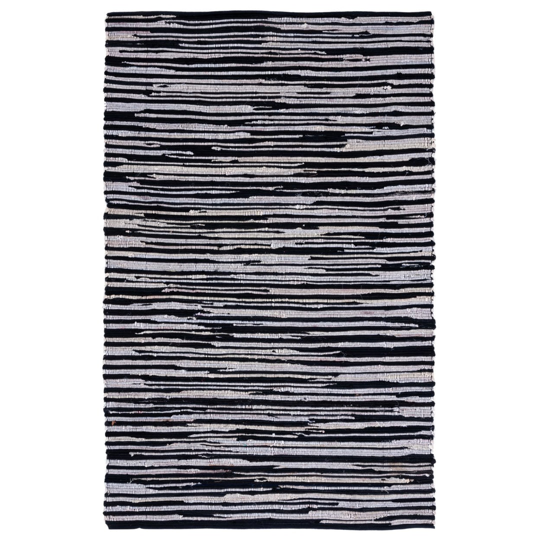 SAFAVIEH Rag Rug RAR130Q Handwoven Black / Multi Rug Image 1