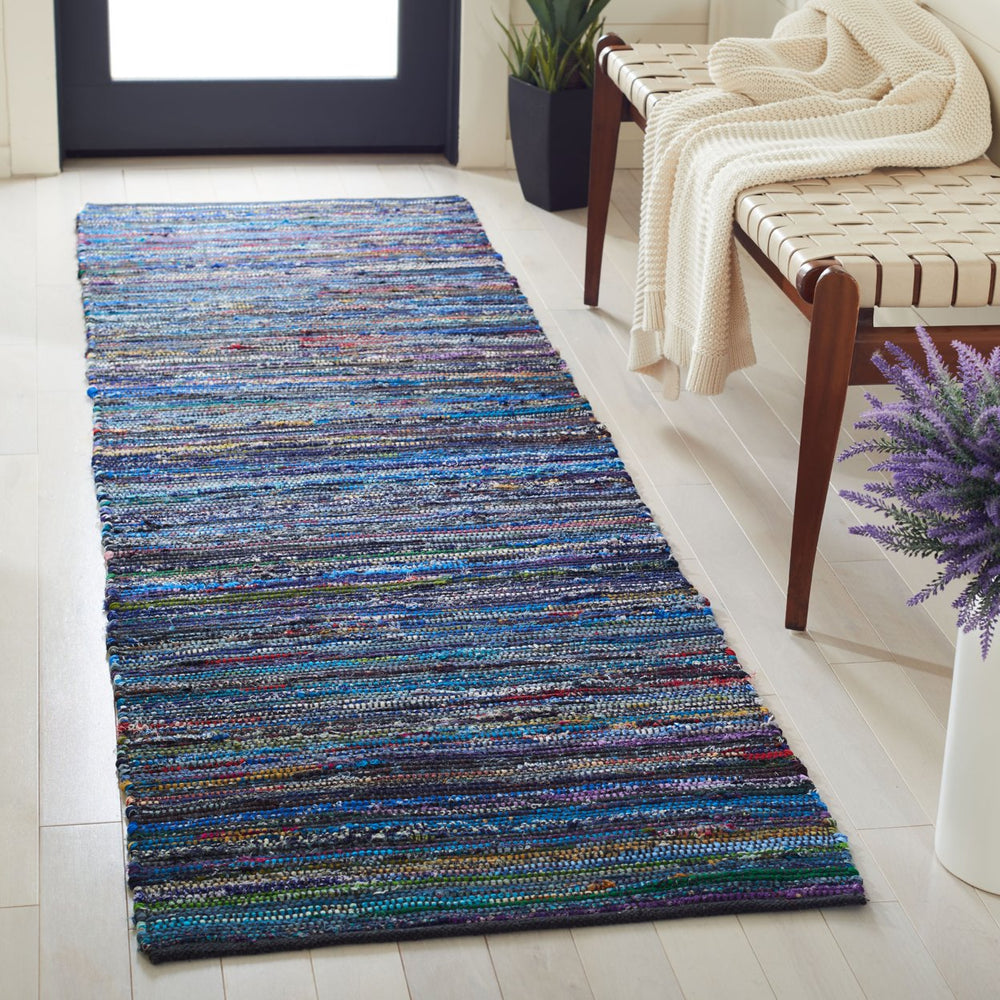 SAFAVIEH Rag Rug RAR250K Handwoven Turquoise / Black Rug Image 2