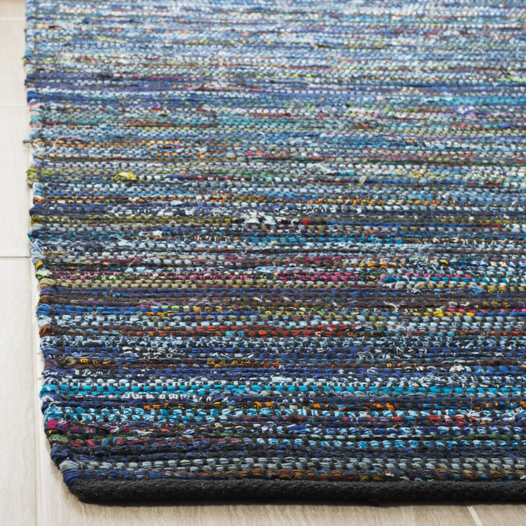 SAFAVIEH Rag Rug RAR250K Handwoven Turquoise / Black Rug Image 5