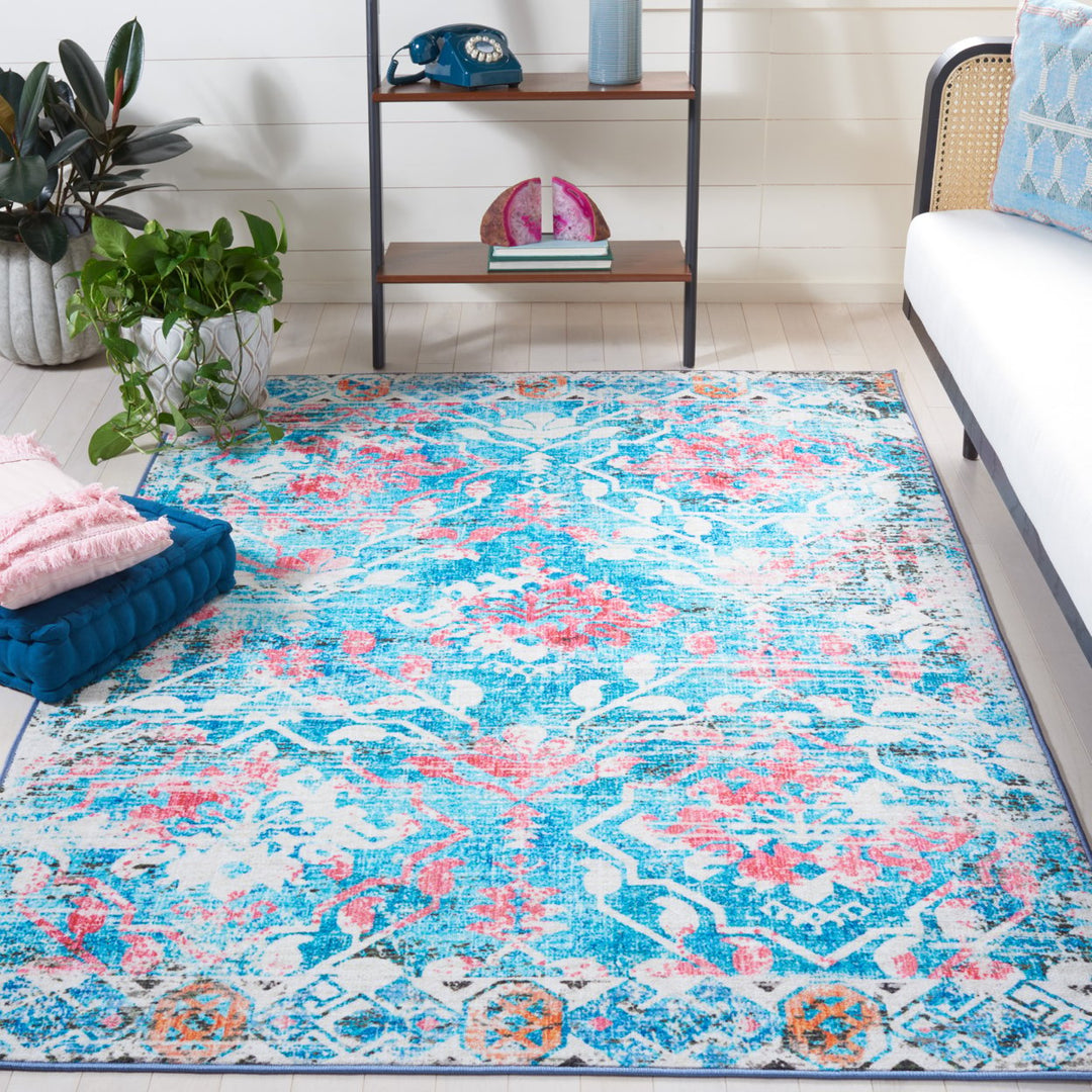 SAFAVIEH Riviera Collection RIV117J Light Blue / Pink Rug Image 1